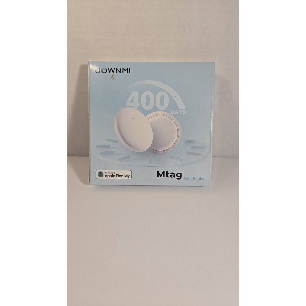 UOWNMI Mtag Item Finder Bluetooth Tracker for Apple Find My, White, Long Battery